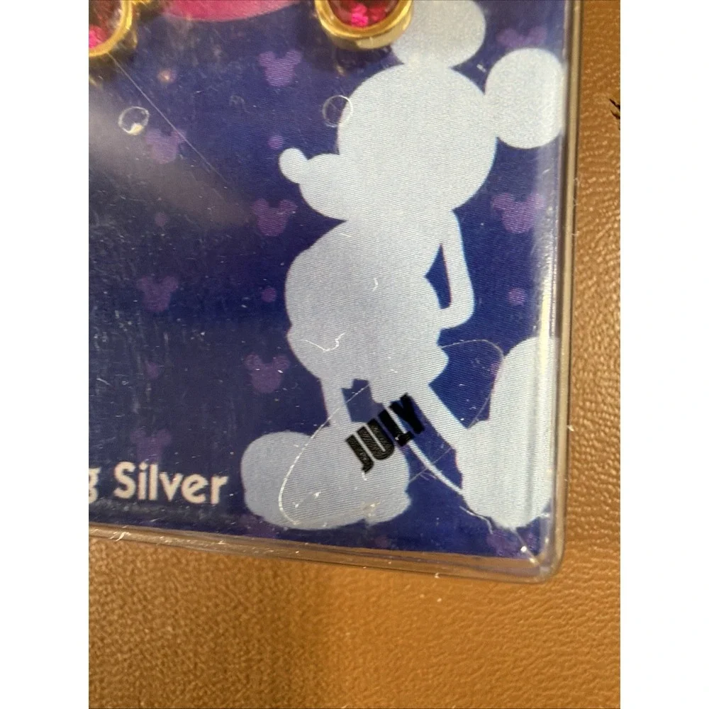 Vintage‎ Disney Sterling Silver Mickey Mouse July Birthstone Earrings Gold Wash